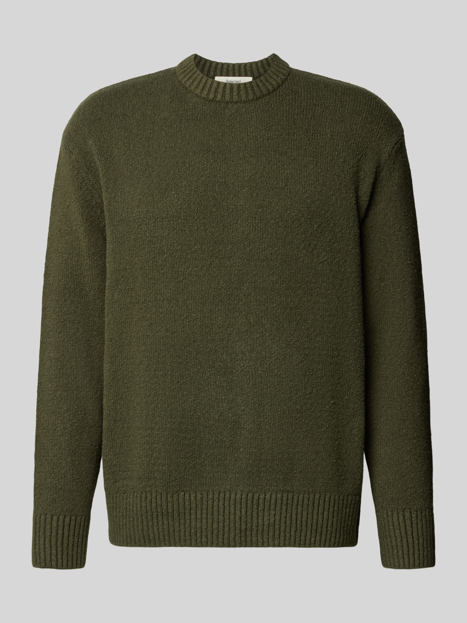 Selected Herren Pullover aus Baumwollmix in Grün Größe M Rundhalsausschnitt
