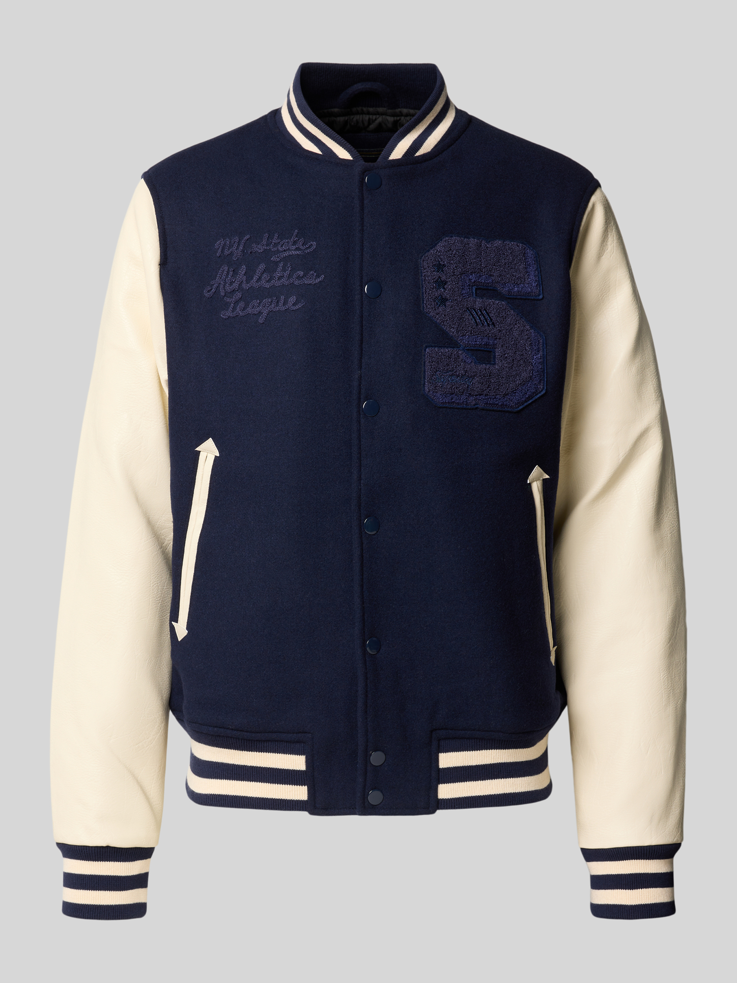 Superdry Herren Beige/Dunkelblau Collegejacke "Vintage Patched Varsity Jkt", Gr. Xl, Blau (Navy, Cream), Web, Obermaterial: 52% Wolle, 44% Polyester, 2% Polyacryl,... - Bild 4