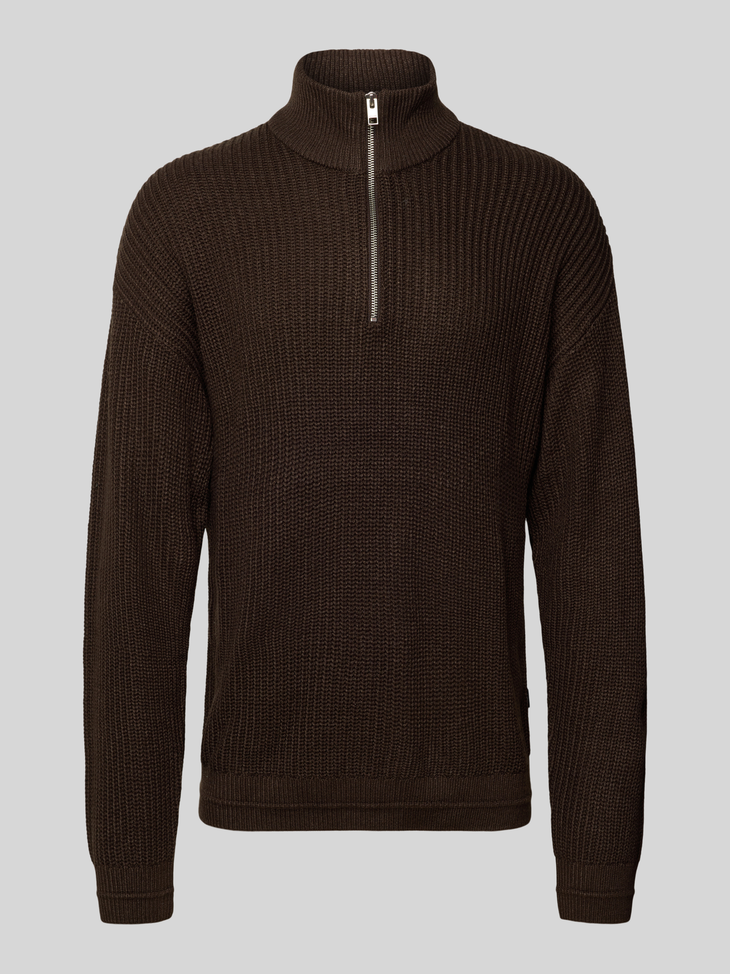 Jack & Jones Herren Pullover Stehkragen Regular Fit Dunkelbraun Gr. XL