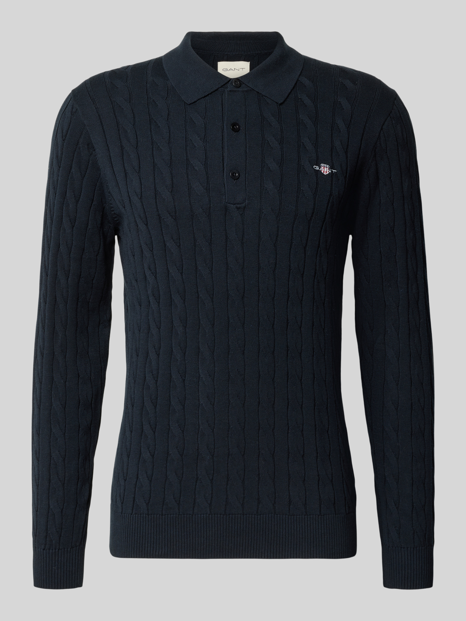 Gant Herren Evening Blau Zopfstrick Polopullover Aus Baumwolle (Xxl) - Bild 6