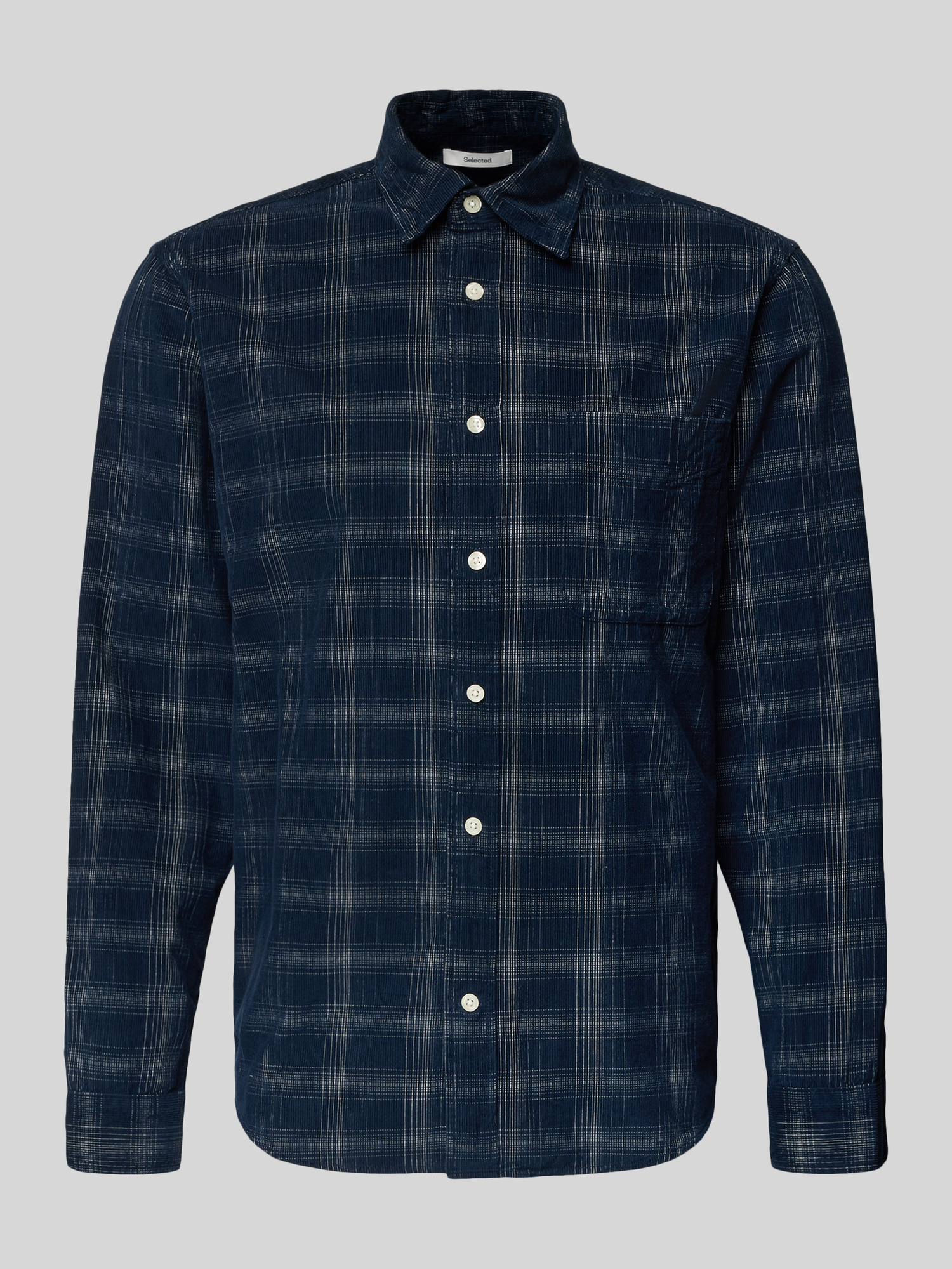 Selected Slhregcord Yd Check Ls Shirt, Navy Blazer/Egret - Bild 3