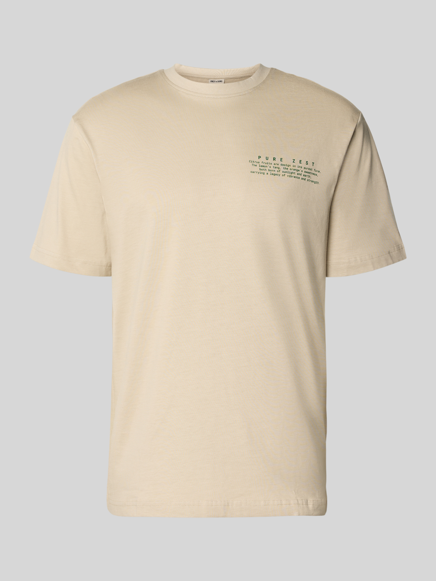 Only & Sons Herren T-Shirt Gr. XXL Beige 100% Bio-Baumwolle