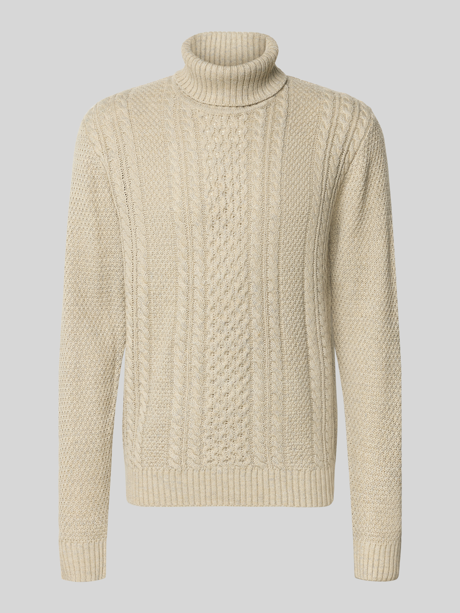 Jack & Jones - Pullover - Zopfmuster - Baumwoll-Mix - Offwhite Melange - Gr. XL