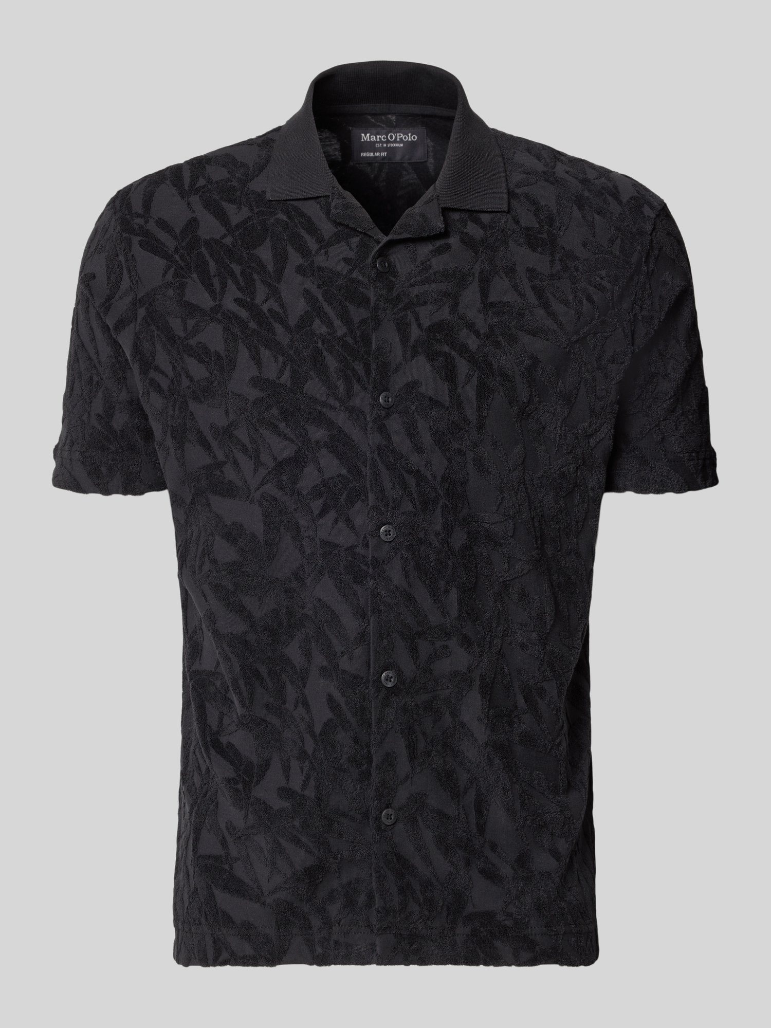 Marc O'Polo Herren Freizeithemd Regular-Fit Jacquard Schwarz XL