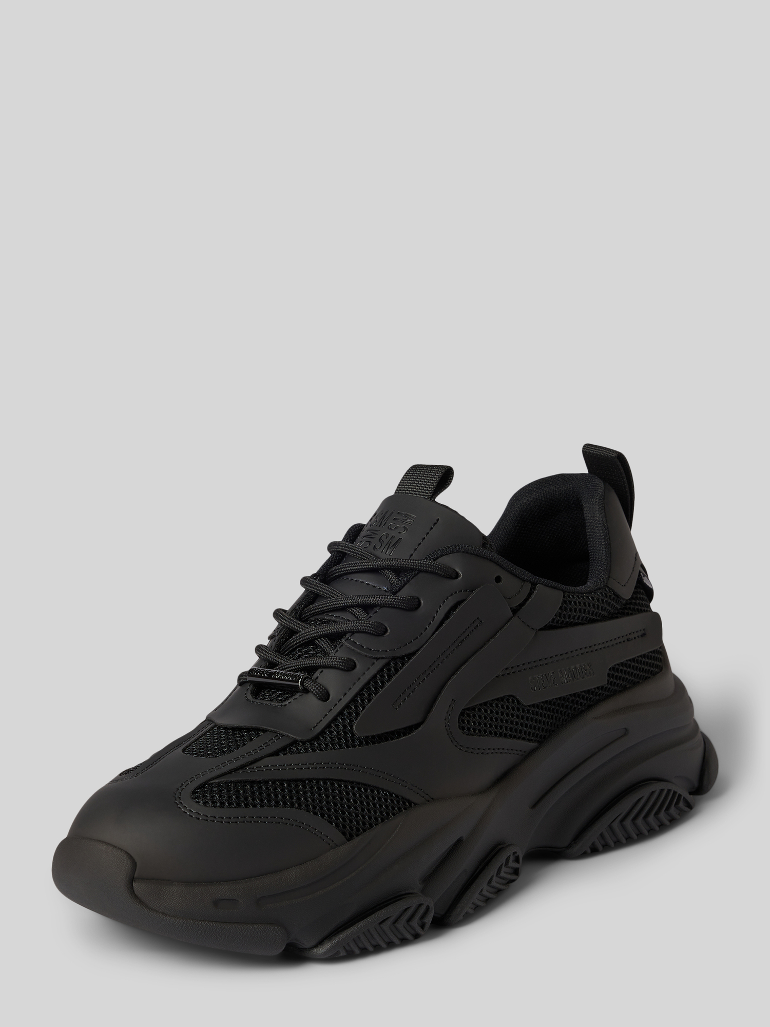 Steve Madden Herren Sneaker aus Rindnappa in Schwarz Größe 43 mit Plateau-Sohle