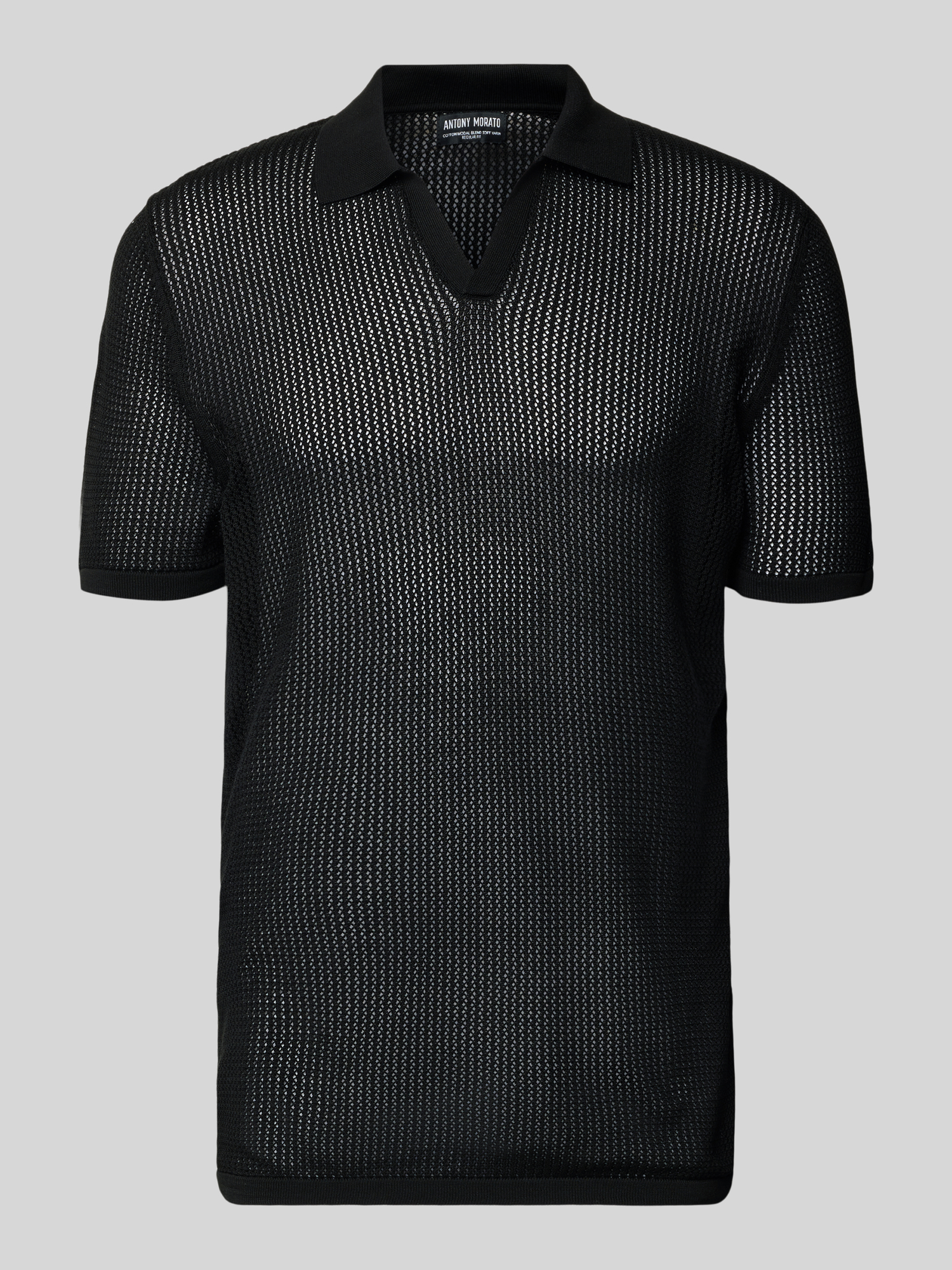 Antony Morato Herren Poloshirt V-Ausschnitt Schwarz Gr. M