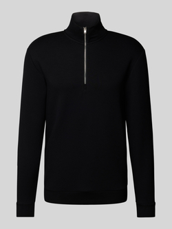 SELECTED HOMME Heren Truien & Vesten Slhemanuel Soft Zip High Neck Sweat Noos Zwart