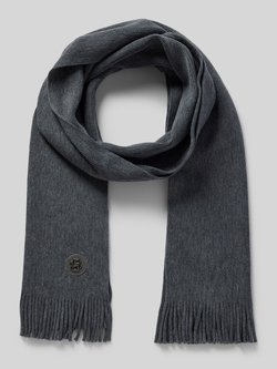 Boss Wollen sjaal met labelpatch model 'Albas Badge'