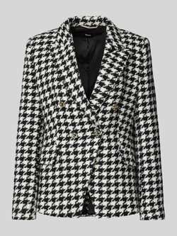 Hugo Boss Gestructureerde Houndstooth Blazer met Versierde Knopen Black Dames