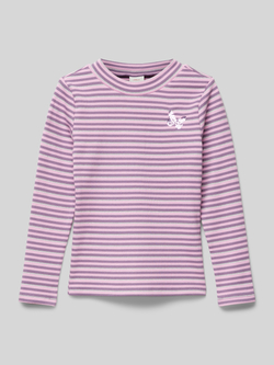 S.Oliver gestreepte longsleeve paars Meisjes Stretchkatoen Ronde hals Streep 104 110