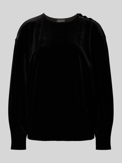 Emporio Armani Zwarte trui met satijnen profiel Black Dames