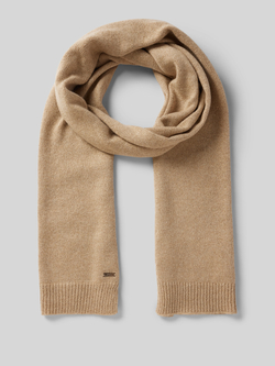 Armani Exchange Logo Cashmere Ribbed Scarf Beige Dames