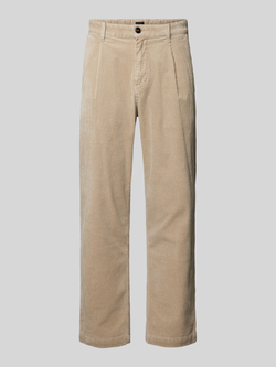 Boss Orange Relaxed fit corduroy broek met bandplooien model 'Chino-Shyne'