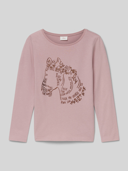 s.Oliver RED LABEL Regular fit shirt met lange mouwen en glitterprint