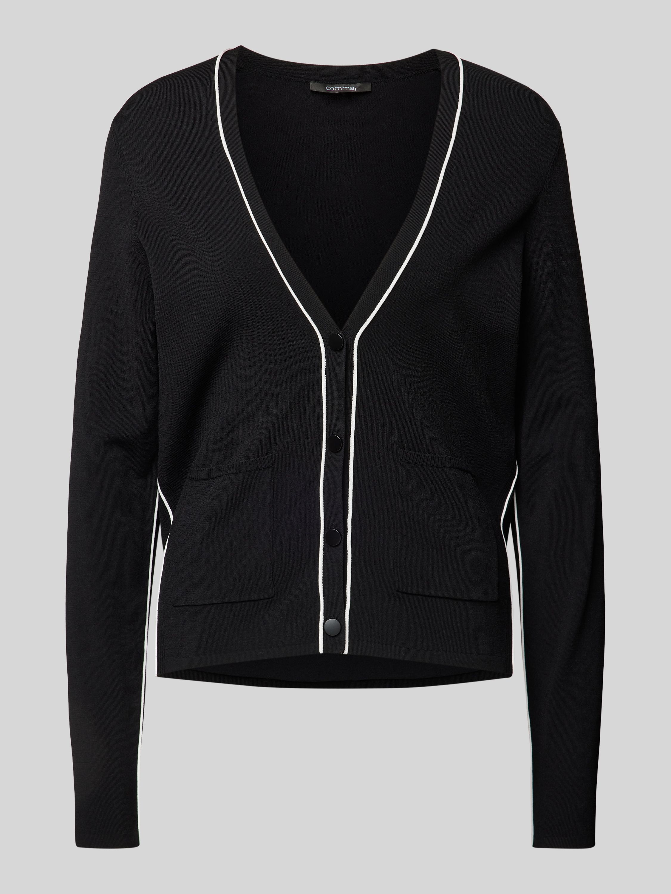 Comma Cardigan met opgestikte zakken Black Dames