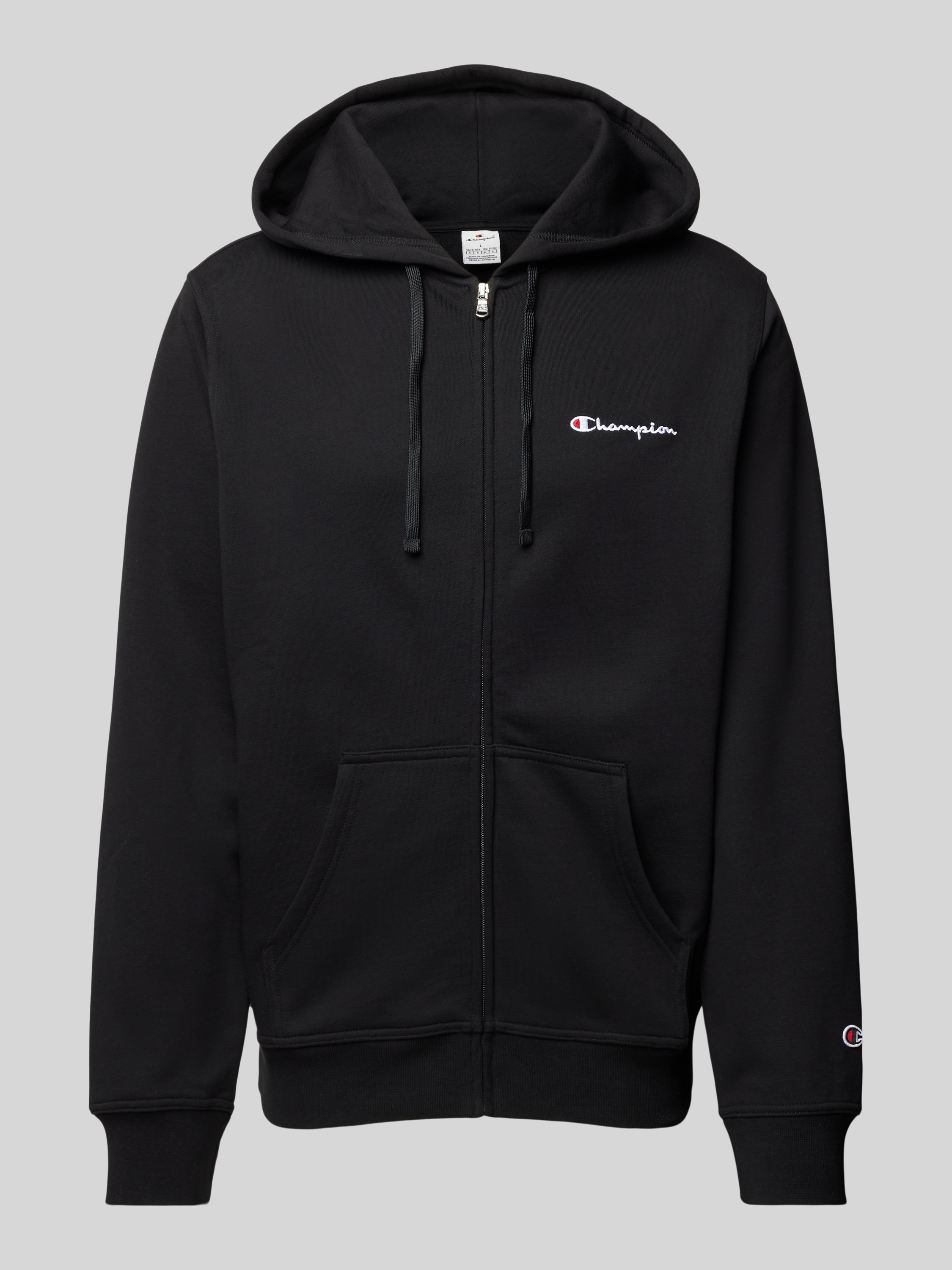 Champion Small Logo Full Zip Hoodie Black- Heren Black