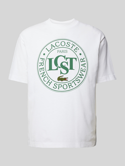 Lacoste Heren T-shirt Wit Logo Print White Heren