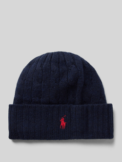 Ralph Lauren Blauwe Wol Kasjmier Beanie Vrouw Pony Blue Dames