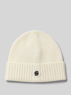Boss Beanie van scheerwol met labeldetail model 'Fati'