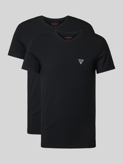 Guess T-shirt met V-hals in een set van 2 stuks model 'CALEB HERO'