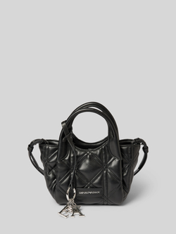 Emporio Armani Zwarte Diamant-Gestikte Trapeze Tas Black Dames
