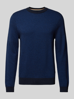 Hugo Boss Verfijnde jacquard trui in zachte katoen Blue Heren