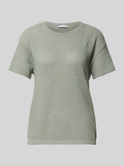Opus T-shirt met geribde ronde hals model 'Gizapi'