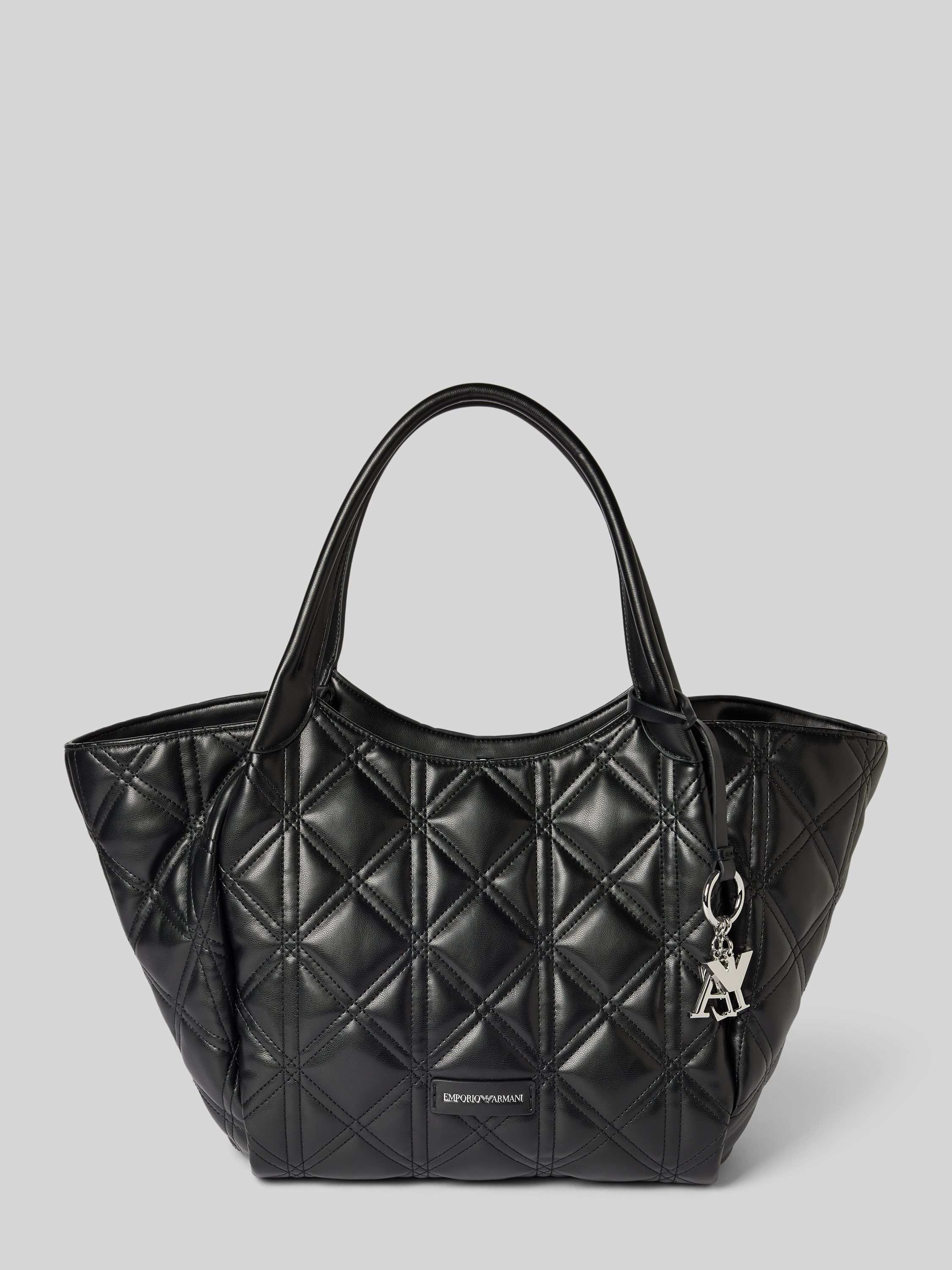 Emporio Armani Zwarte Diamant Gestikte Logo Charme Tas Black Dames