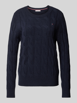 TOMMY HILFIGER Dames Truien & Vesten Soft Wool Cable Roll-nk Donkerblauw