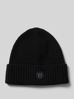 Boss Beanie van scheerwol met labeldetail model 'Fati'