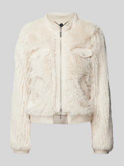 Marc Cain Jas in nepbont in weelderige seventies stijl Beige Dames