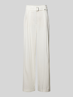 Marc Cain Wide fit linnen broek met bandplooien