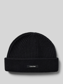 Calvin Klein Beanie WOOL DOCKER BEANIE met leren merklabel