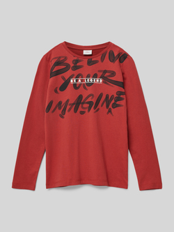 S.Oliver RED LABEL Regular fit shirt met lange mouwen van puur katoen met dubbele tekstprint