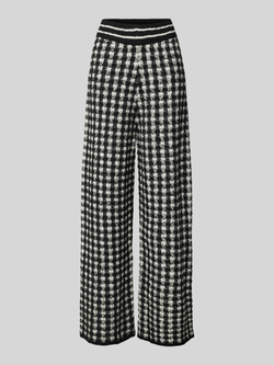 s.Oliver BLACK LABEL Wide leg gebreide broek van wolmix met ruitmotief