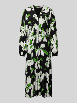 Comma Midi-jurk van pure viscose met zijsplitten