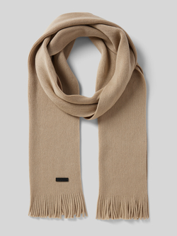 Boss Wollen sjaal met labelpatch model 'Albas'
