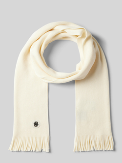 Boss Wollen sjaal met labelpatch model 'Albas Badge'