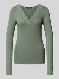 Vero Moda Shirt met V-hals VMROSA LS V-NECK LACE TOP GA JRS NOOS