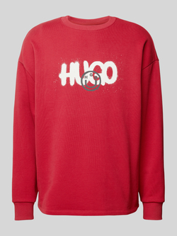 Hugo Blue Sweatshirt met labelprint model 'Nimaylong'