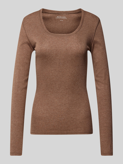 Opus Shirt met lange mouwen en geribde ronde hals model 'Sorana'