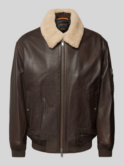 Boss Orange Straight fit leren jack met afneembare kraag van lamsvacht model 'JOBARK'