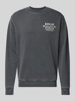 Replay Sweatshirt met labelprint en ronde hals