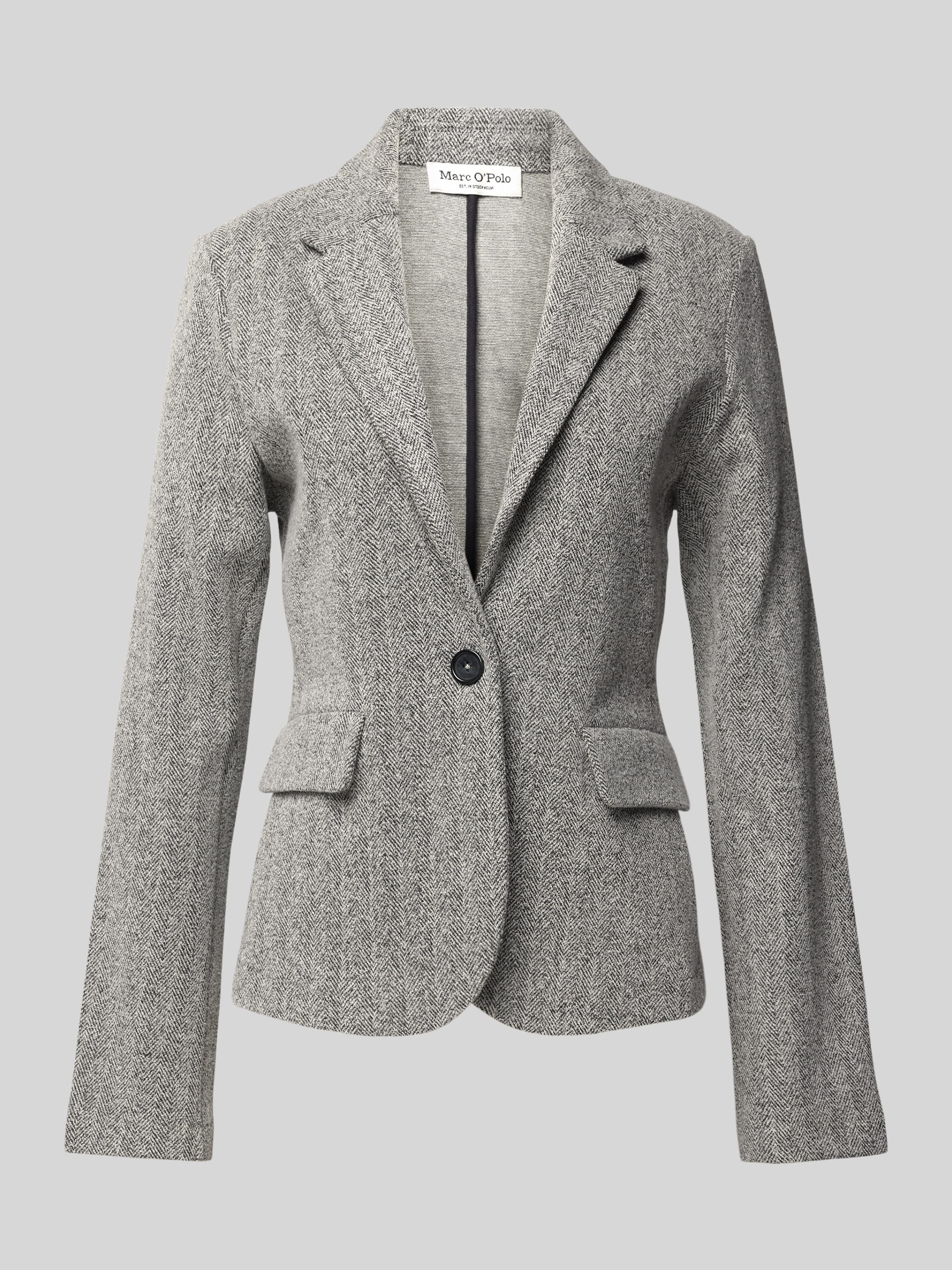 Marc O'Polo Regular fit jersey blazer met visgraatmotief