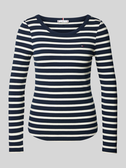 TOMMY HILFIGER Dames Tops & T-shirts Slim 5x2 Rib O-nk Ls Blauw