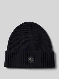 Boss Beanie van scheerwol met labeldetail model 'Fati'