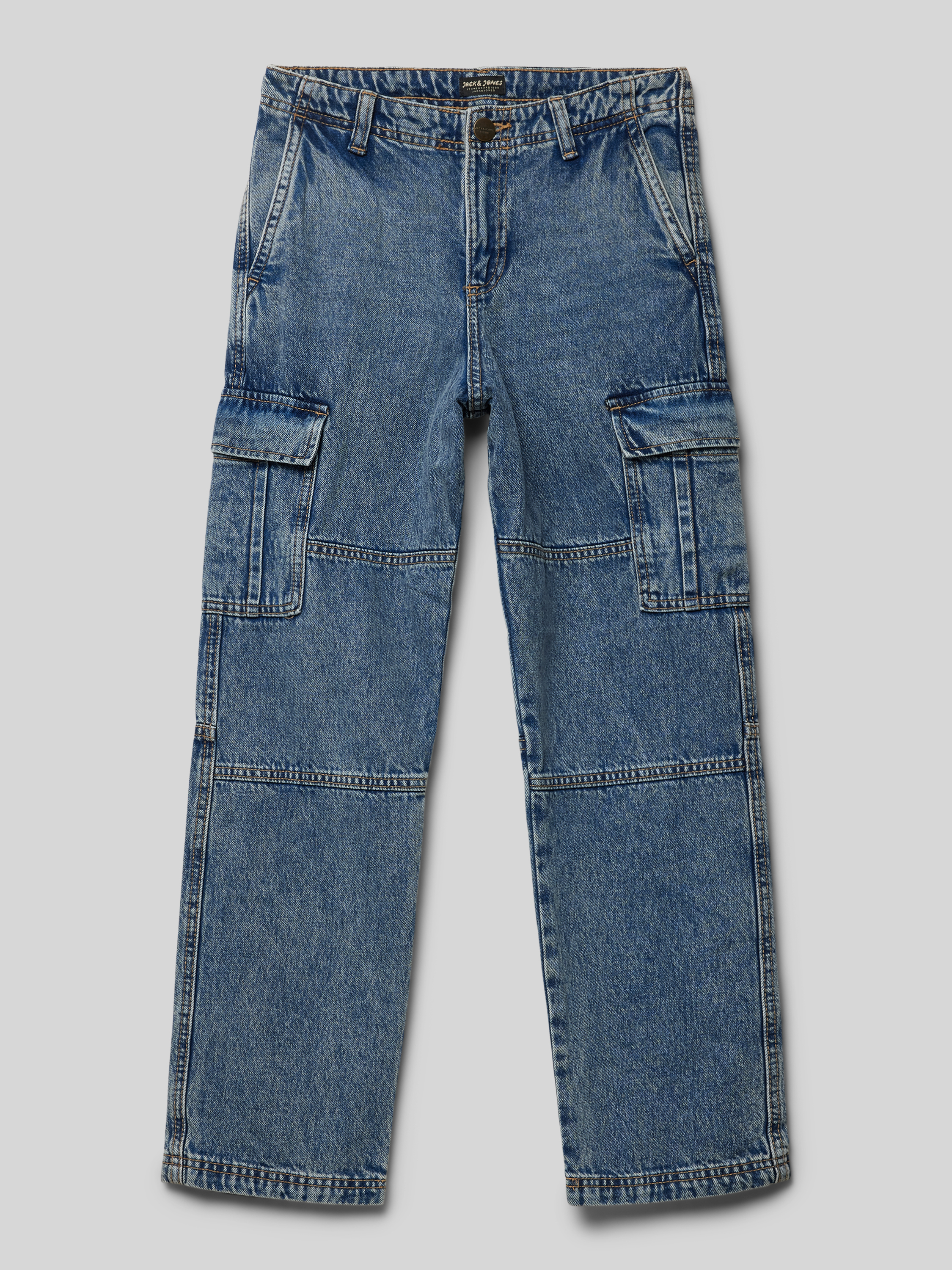 Jack & jones JUNIOR loose fit jeans JJICHRIS JJWADE blue denim Blauw Effen 152