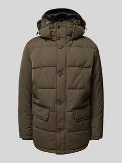 Strellson winterjas groen effen rits + knoop normale fit