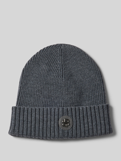 Boss Beanie van scheerwol met labeldetail model 'Fati'