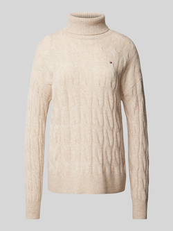 TOMMY HILFIGER Dames Truien & Vesten Soft Wool Cable Roll-nk Sweater Beige